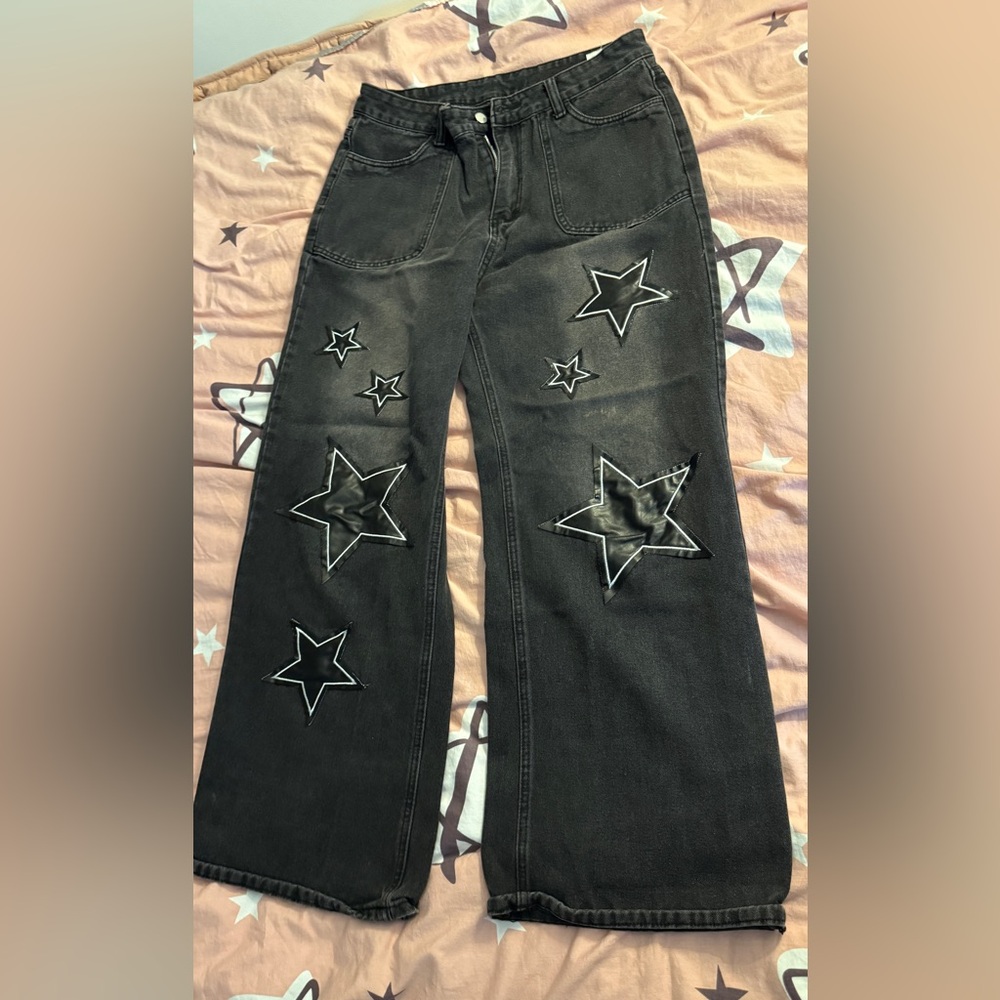 Black Star-Embellished Women's Jeans